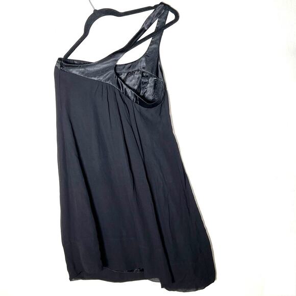 Democracy black silk one shoulder formal cocktail dress size 8 B154 - Picture 5 of 5